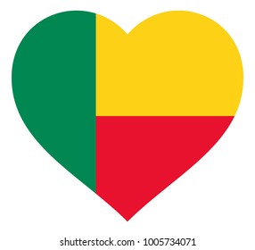 benin flag in heart vector illustration sign. Flag of benin in the shape of Heart with contrasting contour, symbol of love for his country or valentine day, patriotism.