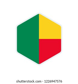 Benin flag. Benin hexagon flag.
