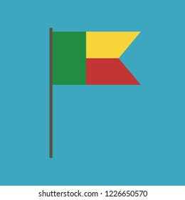 Benin flag icon in flat design. Independence day or National day holiday concept.