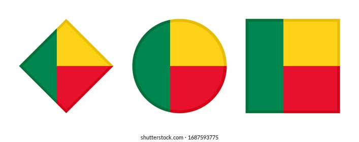 benin flag icon set, isolated on white background