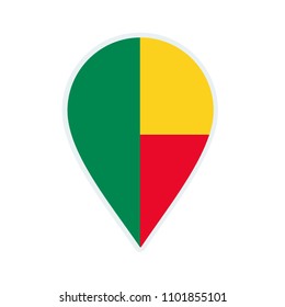 Benin flag icon. Travel icon. Travel destination of Benin. Benin badge. Flag badge.