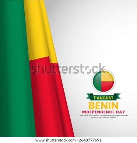 Benin flag for independence day square banner background with realistic flag