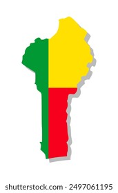 Benin - Flagge in der Kontur des Landes eingeschrieben. Vektorgrafik.