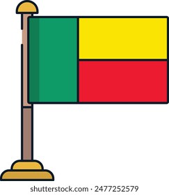 Benin flag linear color vector illustration
