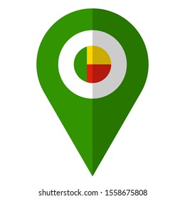 Benin flag location pin icon pointer vector illustration. Perfect for sign, symbol, logo, icon, sticker etc.