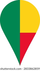 Benin Flag Location Pin Map Marker Beninese Destination GPS Vector Icon