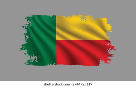 Benin flag made in brush stroke background