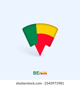 Benin Flag Map Pointer Design with Shadow. Vector illustrator.