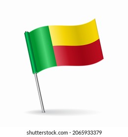 Benin flag map pointer layout. Vector illustration.