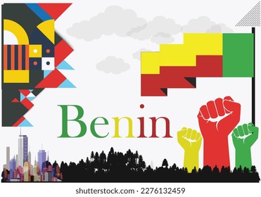benin Flag and National or Independence day design for benin flag. Modern retro red green star traditional abstract icons. Vector illustration.
