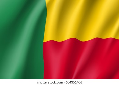 Benin flag. National patriotic symbol in official country colors. Illustration of Africa state waving flag. Realistic vector icon