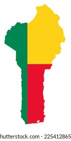 Bandera de Benín en el mapa sobre fondo transparente