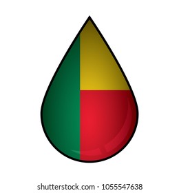 The Benin flag painted on 3D water drop