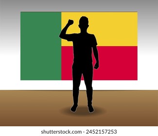 Benin Fahne Papiertextur, einteiliges Element, Vektorgrafik Design, Benin Fahne auf der Wand aufgeklebt, Dekoration oder Feier Idee
