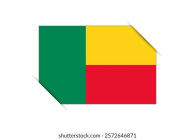 Benin flag - rectangle colorful flag representing a country cultural identity and heritage. The essence of national pride and unity. Attached by the corners in a paper album