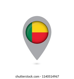 Benin Flag Round Pin Icon. Vector icon.