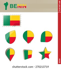 Benin Flag Set, Flag Set #68. Vector.