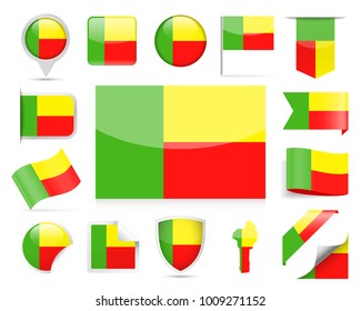 Benin Flag Set - Vector Illustration