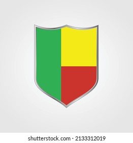 Benin Flag with Shield Frame