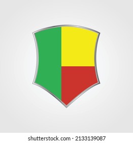 Benin Flag with Shield Frame. National Flag