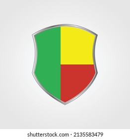 Benin Flag with Shield Frame. National Flag