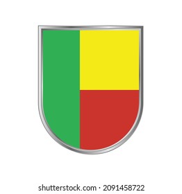Benin flag with silver frame vector design