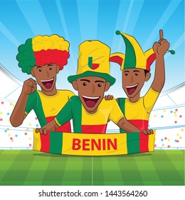 benin Flag soocer player. Cheer football support Vector illustration.
