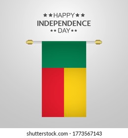 Benin Flaggenstaatsymbol einzeln auf nationalem Hintergrund. Grußkarte Nationaler Unabhängigkeitstag der Republik Benin. Illustrationsbanner mit realistischer Staatsflagge.