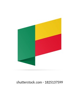 Benin flag state symbol isolated on background national banner. Greeting card National Independence Day of the Republic of Benin. Illustration banner with realistic state flag.