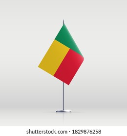 Benin flag state symbol isolated on background national banner. Greeting card National Independence Day of the Republic of Benin. Illustration banner with realistic state flag.