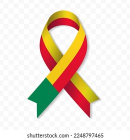 Benin flag stripe ribbon vector illustration on a transparent background vector image (PNG).