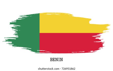 Benin flag vector grunge paint stroke  