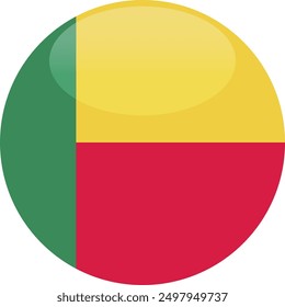Benin flag vector icon. Glossy round icon with flag of the Benin on white background