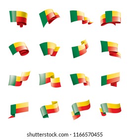 Benin flag, vector illustration on a white background