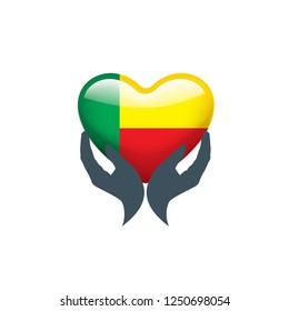 Benin flag, vector illustration on a white background