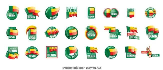 Benin flag, vector illustration on a white background