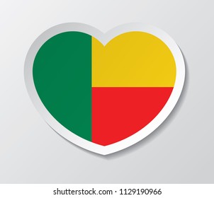 benin flag vector with love heart