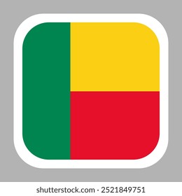 Benin Flag Vector Stock Illustration Design Template. Rounded Square Shape.