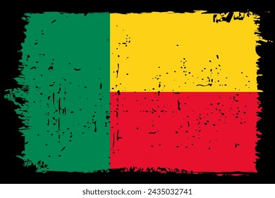 Benin flag - vector flag with stylish scratch effect and black grunge frame.