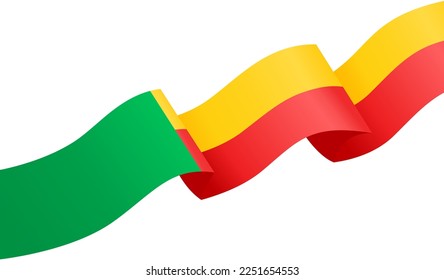 Benin  flag wave  isolated  on png or transparent background,Symbol Benin,template for banner,card,advertising ,promote,and business matching country poster, vector illustration