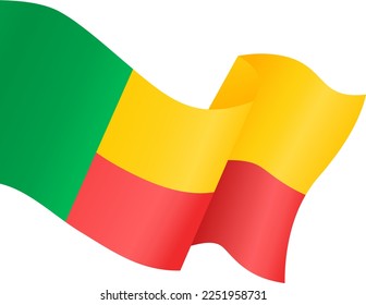 Benin  flag wave  isolated  on png or transparent background,Symbol Benin,template for banner,card,advertising ,promote,and business matching country poster, vector illustration