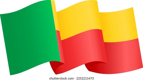 Benin  flag wave  isolated  on png or transparent background,Symbol Benin,template for banner,card,advertising ,promote,and business matching country poster, vector illustration