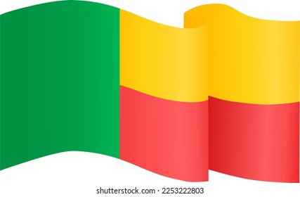 Benin-Flaggenwelle einzeln auf einfarbigem oder transparentem Hintergrund,Symbol Benin,Vorlage für Banner,Karte,Werbung,Werbung,Werbung,und Länderplakat, Vektorgrafik