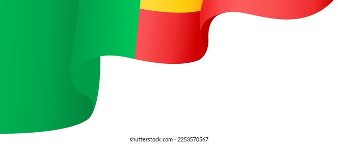 Benin  flag wave  isolated  on png or transparent background