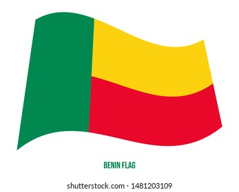 Benin Flag Waving Vector Illustration on White Background. Benin National Flag.