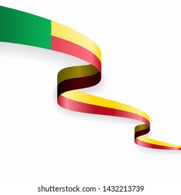Benin flag wavy abstract background. Vector illustration.