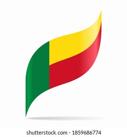 Benin flag wavy abstract background. Vector illustration.