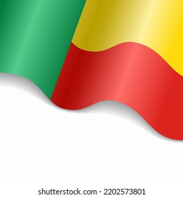 Benin flag wavy abstract background. Vector illustration.