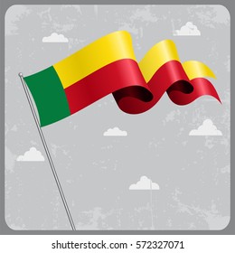 Benin flag wavy abstract background. Vector illustration.
