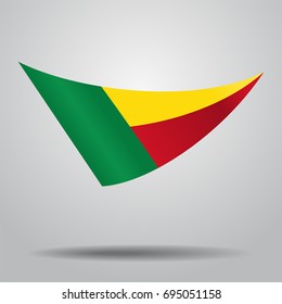 Benin flag wavy abstract background. Vector illustration.